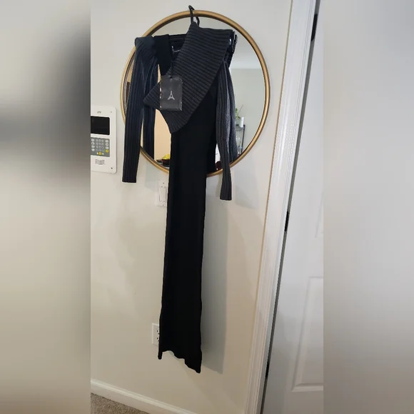 Overlay Knitted Midaxi Dress Black& Gray - Picture 8 of 12